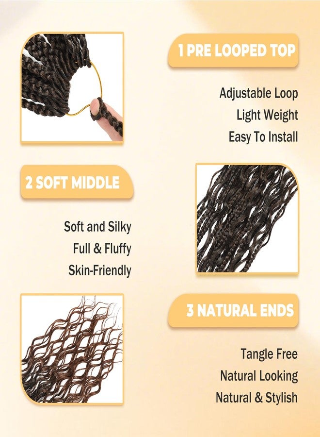 Opini Goddess Box Braid Crochet Hair for Black Women 8 Packs Boho Box Braids Pre Looped Bohemian Braid Hair Extension with Natural Looking Curls Ends (1B/30# 18Inch) - Image 2